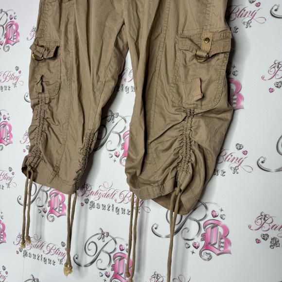 inc cargo pants capri tan brown beige straps adjustable cinch length joggers - Picture 5 of 7